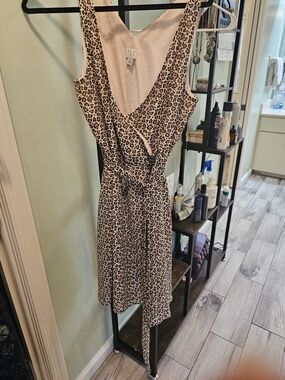 Target Leopard Print One-Shoulder Wrap Dress - Beige and Black